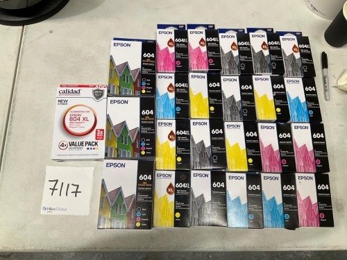 Bundle of Assorted Epson and Calidad 604 Ink Cartridges - Total RRP $800