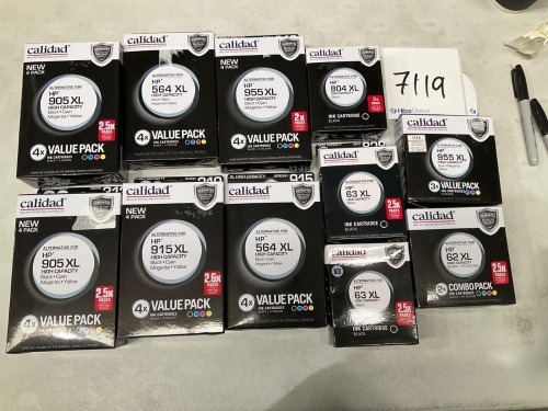 Bundle of Assorted Calidad Alternative for Hp Ink Cartridges - Total RRP $1000