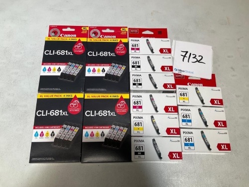 Bundle of Assorted Canon 681 Ink Cartridges - Total RRP $675