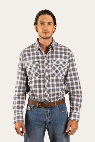 RINGERS WESTERN Wilson Men's Dress Shirt - Grey - 121149RW-GR-L - Size L