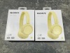 2 x Sony WH-CH520 Wireless On-Ear Headphones - Yellow - Total RRP $156