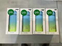 Bundle of 4 x Frank Green - 355ml Ceramic Reusable Cup w Button Lid - Green/Blue - Total RRP $207.80