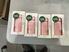 Bundle of 4 x Frank Green - 295ml Ceramic Reusable Cup w Button Lid - Pink - Total RRP $179.80