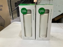 Bundle of 2 x Frank Green - Ceramic Reusable Bottle w Straw Lid- 1000ml - White - Total RRP $119.90