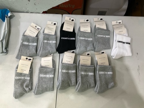 Bundle of 11 x Country Road - Women's Sport Quarter Crew Socks - Assorted Colours - Total RRP $164.45