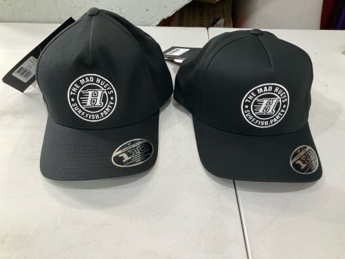 Bundle of 2 x The Mad Hueys - H Series FlexFit Cap - Black - Total RRP $89.98