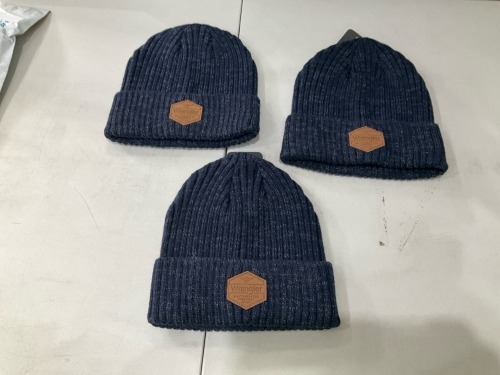 Bundle of 3 x Wrangler - Ghano Beanie - Navy/Grey - Total RRP $119.85