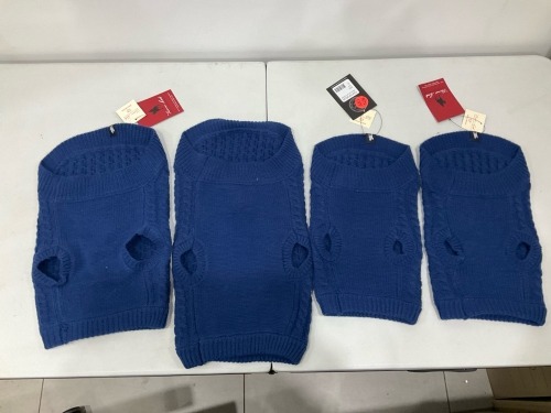 Bundle of 4 x Thomas Cook - Cable Knit Dog Jumpers - 2 x Small, 1 x Medium, 1 x Large - Total RRP $119.96