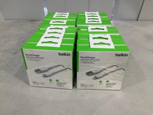 Bundle of 20 x Belkin BoostCharge 1m Lightning to USB-A Cable - White