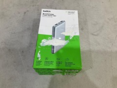 Bundle of 3 x Belkin BoostUp Charge 10K 3 Port Power Bank with Cable (Light Blue)