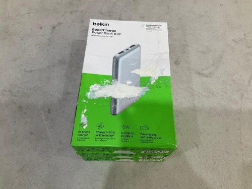 Bundle of 3 x Belkin BoostUp Charge 10K 3 Port Power Bank with Cable (Light Blue)