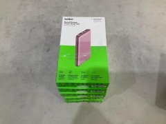 Bundle of 5 x Belkin BoostUp Charge 10K 3 Port Power Bank with Cable (Pink)