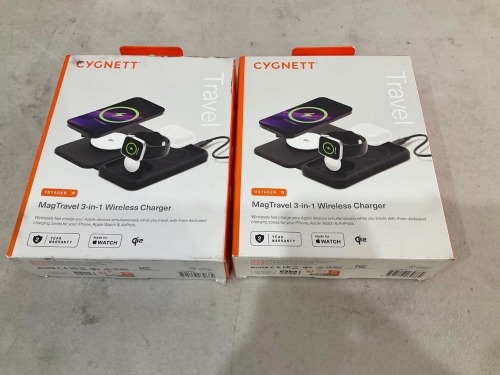 Bundle of 2 x Cygnett Voyager MagTravel 3-in-1 Qi2 Wireless Charger