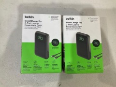 Bundle of 2 x Belkin BoostCharge Pro 3-Port Laptop Power Bank 20k