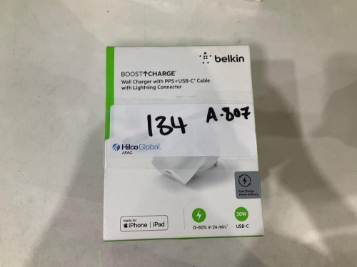 Bundle of 6 x Belkin BoostCharge USB-C PD 3.0 PPS Wall Charger 30W