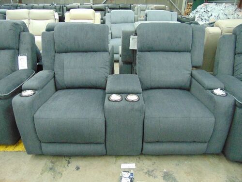 LEMAN Fabric 2 seater Electric recliner Lounge / *EBONY