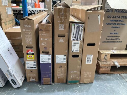 5 x Damaged TV&rsquo;s - Faults and Damage Unknown - Good for Parts Only