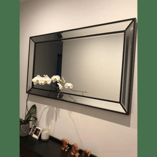 Elsa Wall Mirror Black Beaded 170 x 80 x 5cm