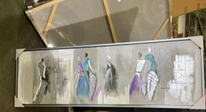 Faceless Women Artwork Purple, Grey, Green tones 150 x 50cm