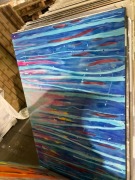 Blue, Pink , Red Stripy Artwork 150 x 100cm