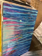 Blue, Pink , Red Stripy Artwork 150 x 100cm
