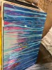 Blue, Pink , Red Stripy Artwork 150 x 100cm