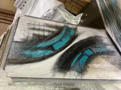 Black, Teal, White, Grey Artwork 150 x 100cm