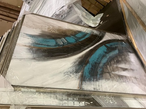 Black, Teal, White, Grey Artwork 150 x 100cm