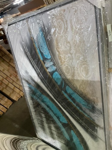 Black, Teal, White, Grey Artwork 150 x 100cm