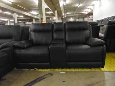 KOKO (ISOFA) 2 seater Leather recliner Lounge - BLACK