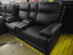 KOKO (ISOFA) 2 seater Leather recliner Lounge - BLACK - 2