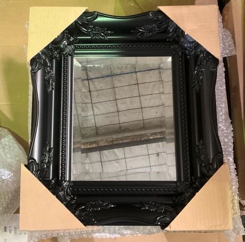Black Square Hanging Mirror with raised detail 40 x 35cm