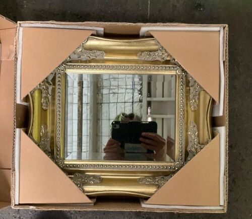 Gold Square Hanging Mirror 40 x 35cm