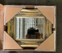 Gold Square Hanging Mirror 40 x 35cm