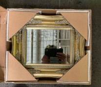 Gold Square Hanging Mirror 40 x 35cm