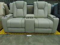 WHITEHAVEN Leather 2 seater Lounge WITH INBUILT ELECTRIC RECLINER - DOVE