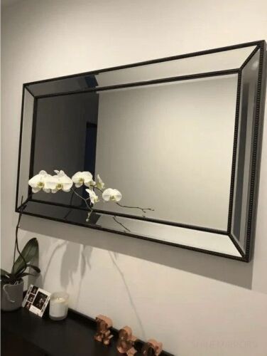 Elsa Wall Mirror Black Beaded 140 x 110cm