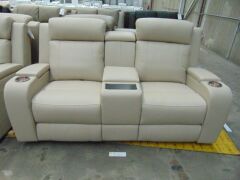PORTMAN 2 SEATER Electric Leather recliner Lounge *IVORY