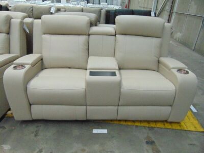 PORTMAN 2 SEATER Electric Leather recliner Lounge *IVORY