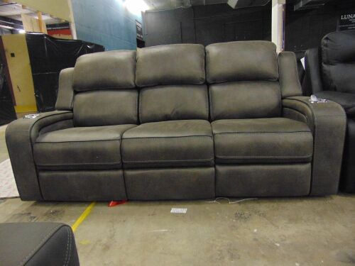 BRADFORD Fabric 3 SEATER RECLINER Lounge- GRY
