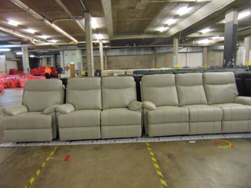 DUSTY Leather Lounge SETTING- INCLUDING 3 SEATER RECLINER+ 2 SEATER RECLINER AND ONE SINGLE SEATER RECLINER - LIGHT GREY