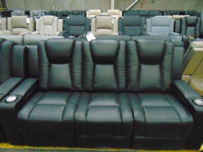 WHITEHAVEN 3 SEATER Leather Lounge *BLK