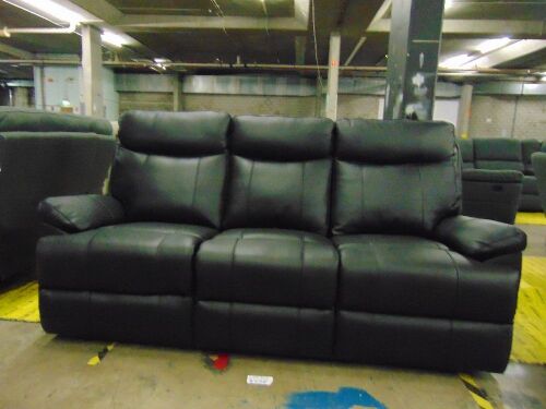 DUSTY Leather 3 SEATER RECLINER - BLACK SP