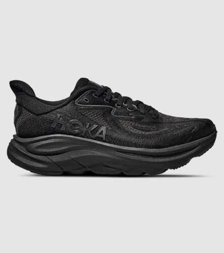 Hoka W Clifton 10 Wide (Womens) &mdash; Black / Black &mdash; US 10