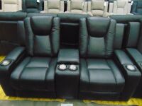 WHITEHAVEN Leather Lounge 2 seater Lounge WITH INBUILT ELECTRIC RECLINER*Black