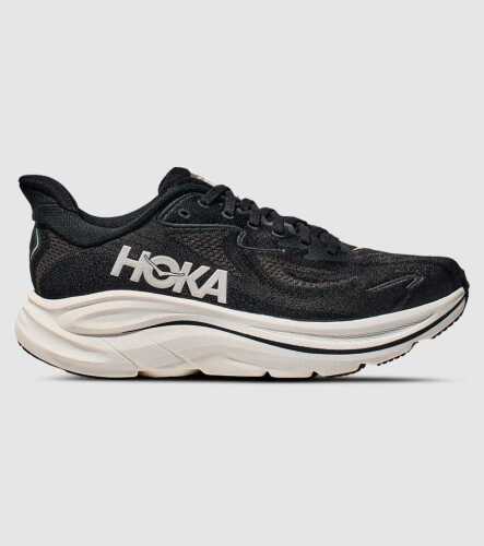 Hoka W Clifton 10 Wide (Womens) &mdash; Black / White &mdash; US 8.5