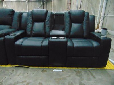 WHITEHAVEN Leather Lounge 2 seater Lounge WITH INBUILT ELECTRIC RECLINER*Black
