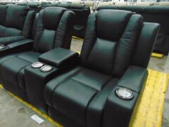 WHITEHAVEN Leather Lounge 2 seater Lounge WITH INBUILT ELECTRIC RECLINER*Black - 2