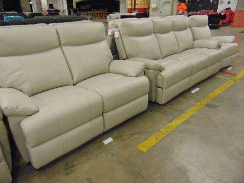 DUSTY Leather Lounge SETTING- INCLUDING 3 SEATER RECLINER+ 2 SEATER RECLINER AND ONE SINGLE SEATER RECLINER - LIGHT GREY