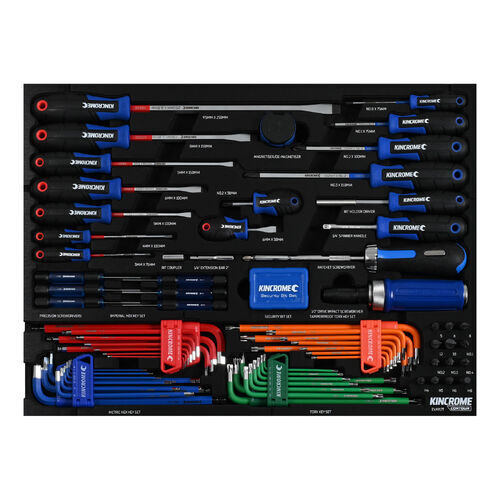 Kincrome CONTOUR 115 Piece TorqueMaster Screwdrivers & Fastening EVA Tray EVA917T